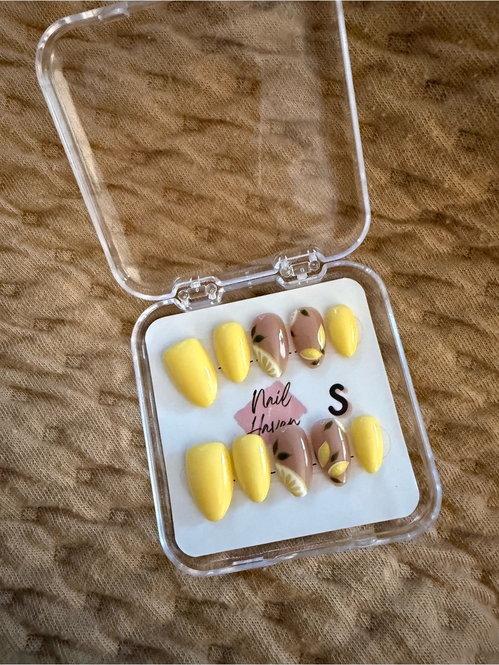 Yellow & Nude Floral Press-On Nails - Small